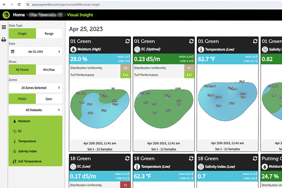 土壌水分、EC、塩分濃度指数、熱指数、地温（ポゴプロプラス）を同時に計測
